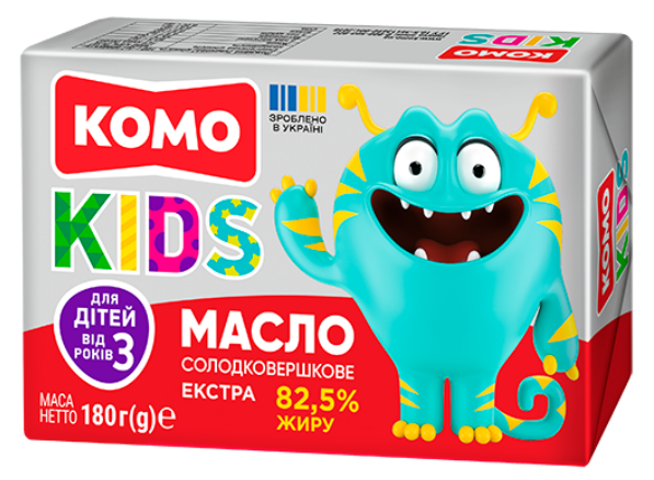 Масло солодковершкове екстра КОМО КІДЗ 82,5% 180г, для дітей від 3-х років